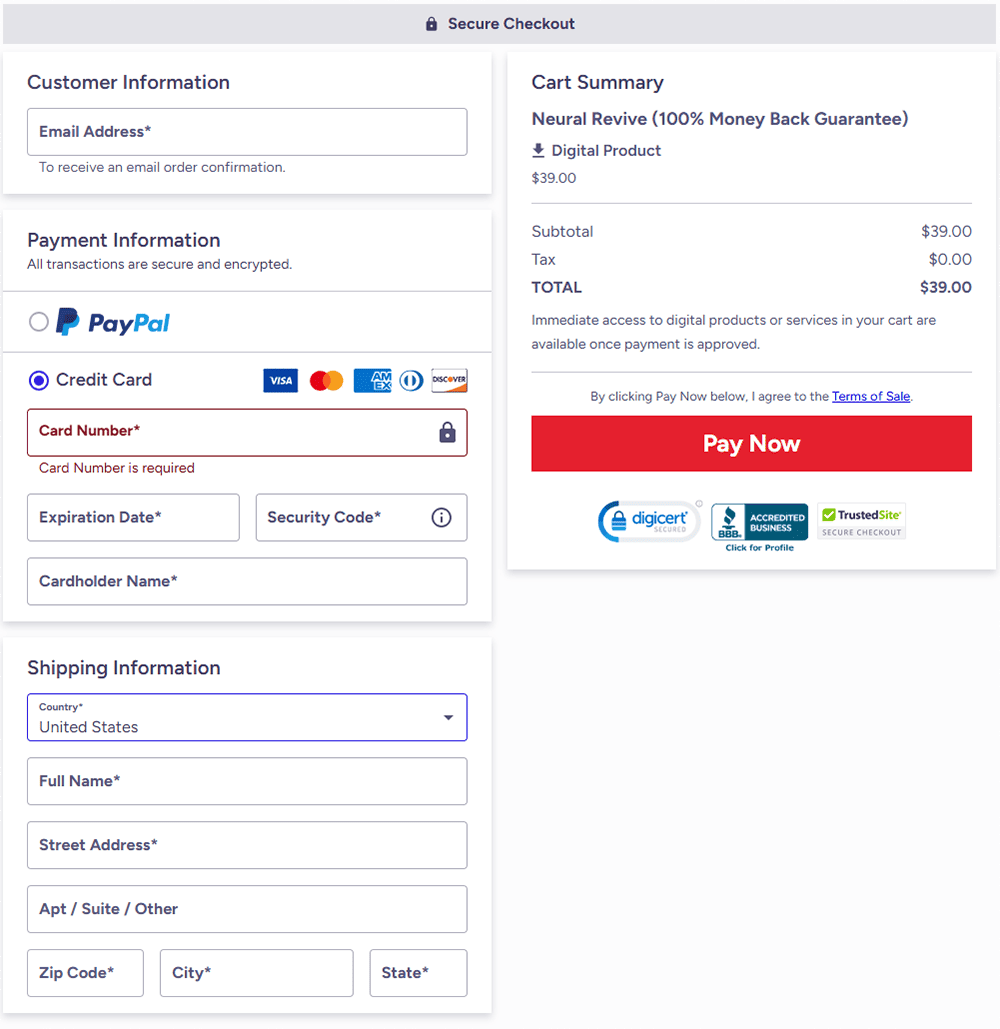 Neural Revive Secured Checkout